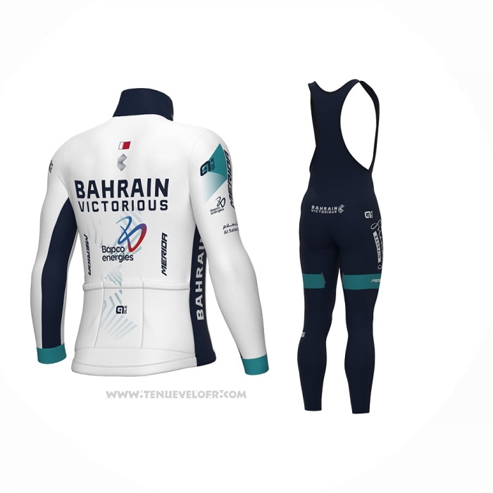 2024 Maillot Cyclisme Bahrain Victorious Blanc Manches Longues Et Cuissard